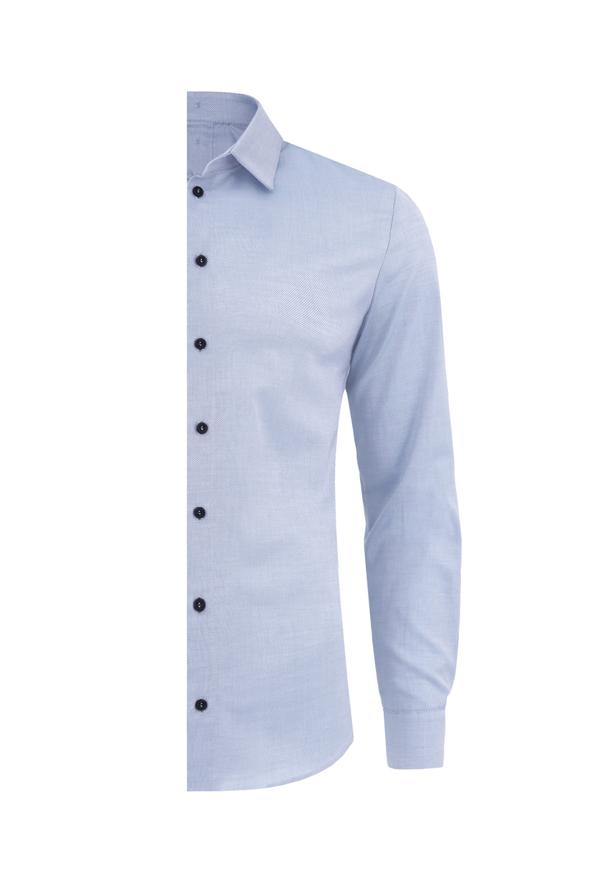 blue slim fit shirt – left